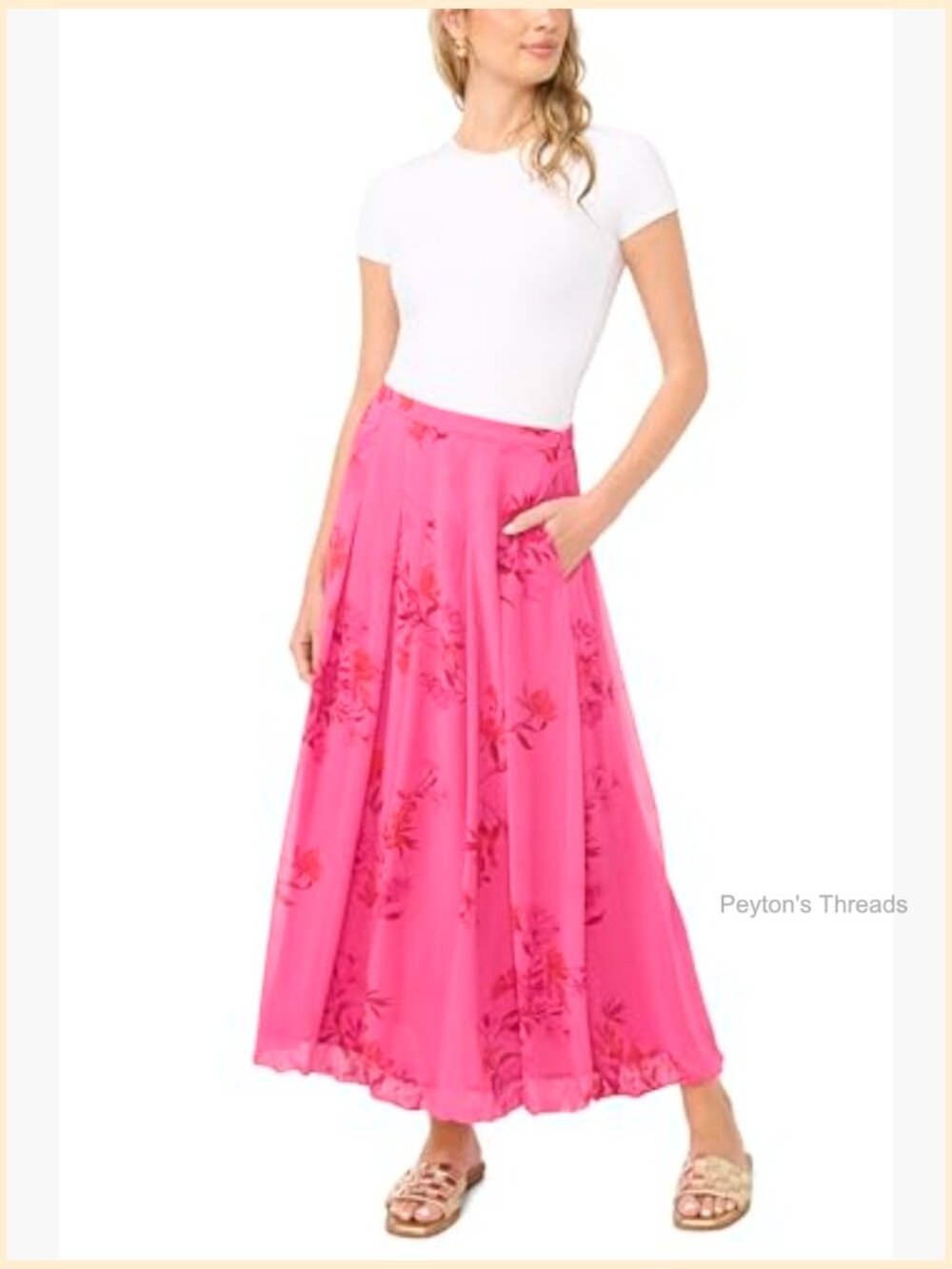 Pleated Bubble Midi Skirt - 100% Rayon, Zipper Closure, Hand Wash - Picture 2 of 5